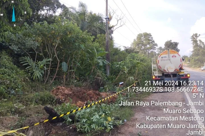 TKP pipa pertamina yang bocor. (ist/Pertamina EP Jambi)