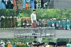 Bupati Mhd Fadhil Arief saat upacara berlangsung